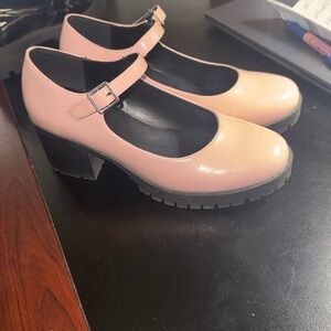 Soda Pink Mary Jane Chunky Heel Pumps